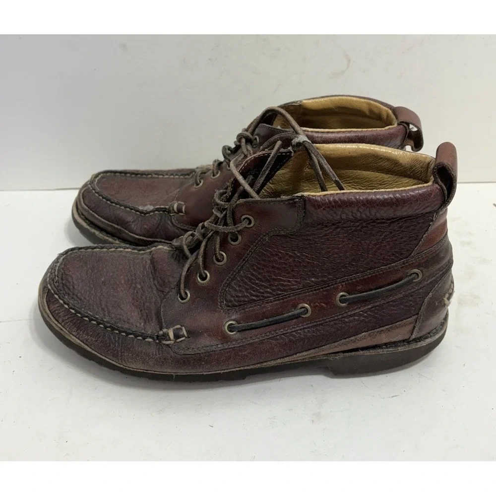 L.L. Bean Allagash Chukka Boots Mens 12 EE Hand Sewn Bison Brown Lace Up Leather